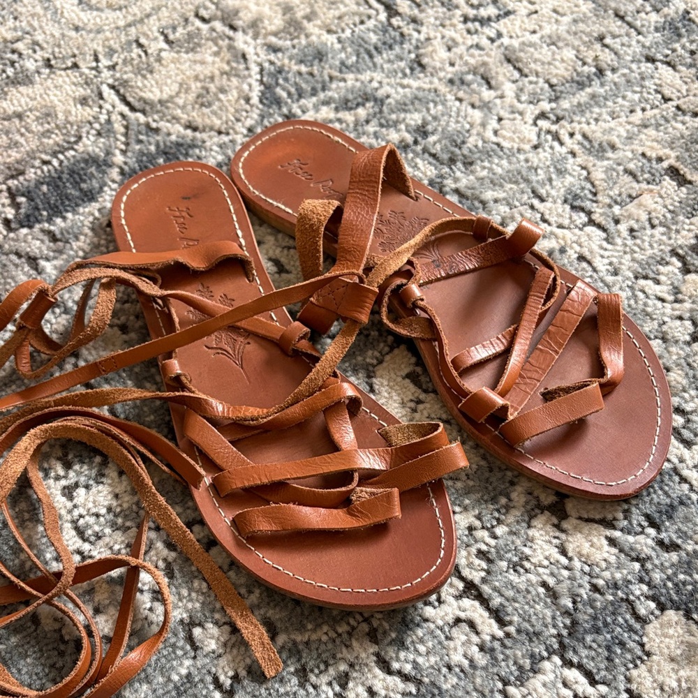 Free people gladiator lace up leather sandals